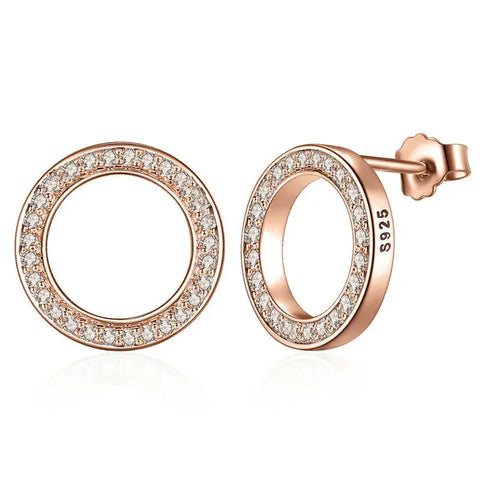 Rose Gold Circle Stud Earrings