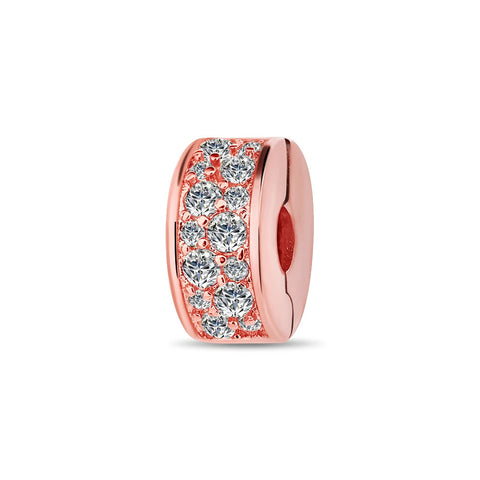 Stunning Rose Gold Charm with Clear Diamond Accents - Stunning Rose Gold Charm with Clear Diamond Accents
