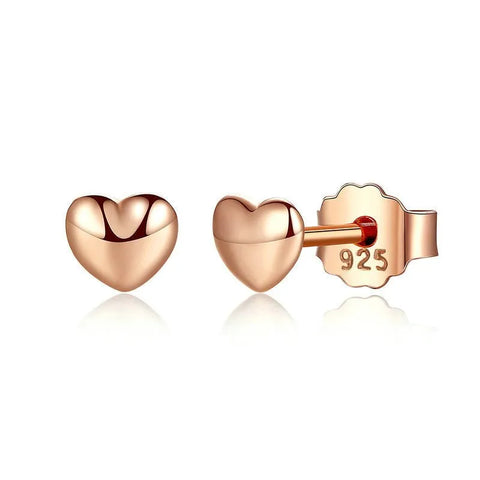 Rose Gold Heart Stud Earrings - Rose Gold Heart Stud Earrings