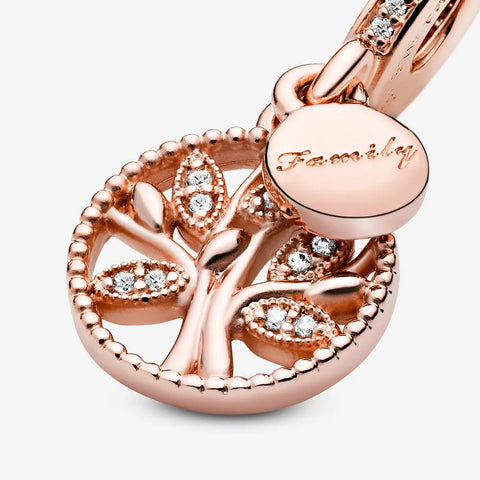 Rose Gold Plated Family Tree Of Life Dangle Charm - Rose Gold Plated Family Tree Of Life Dangle Charm