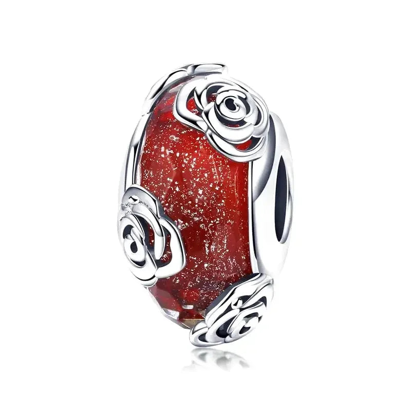 rose-murano-glass-bead Jewelry fits Pandora bracelet charm affordable