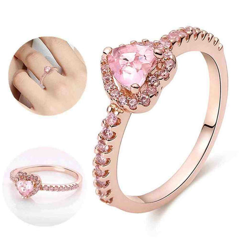 Sparkling Elevated Rose Gold Heart Ring - Sparkling Elevated Rose Gold Heart Ring