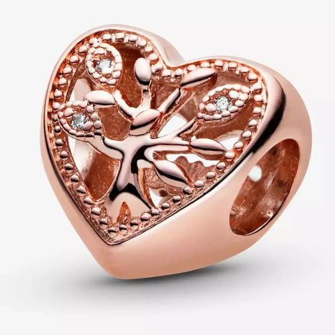 RoseGold Plated Family Tree openwork Bead Charm - RoseGold Plated Family Tree openwork Bead Charm