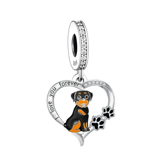 jewlouli rottweiler forever love heart pandora charm jewelry fits pandora bracelet
