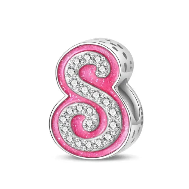 S pink charm letter for pandora bracelets