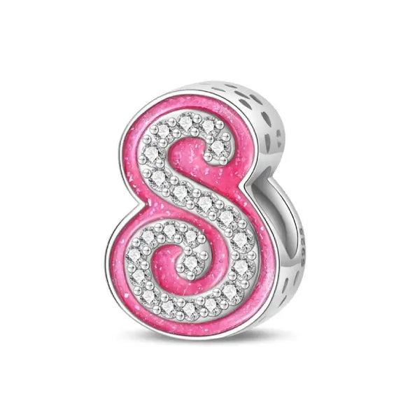 S pink charm letter - S pink charm letter for pandora bracelets