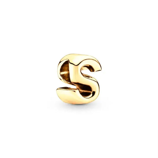 S gold charm letter for pandora bracelets