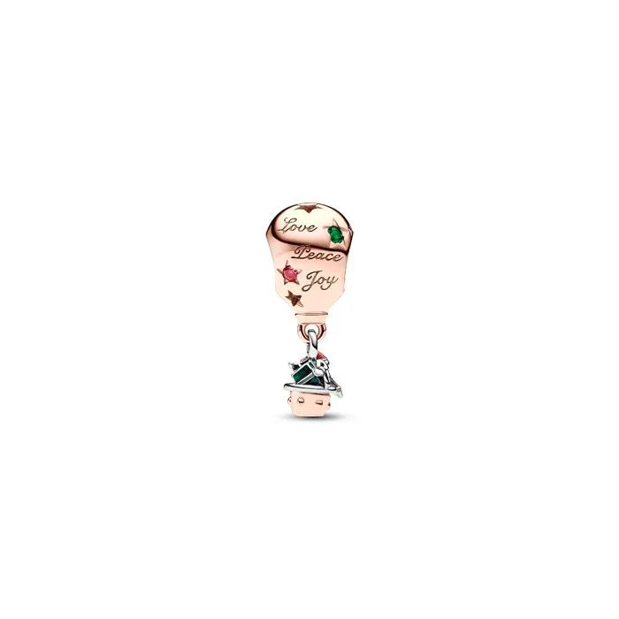 Santa Claus in Hot Air Balloon Charm Pandora Rose - Festive Santa in a hot air balloon, crafted in warm Pandora Rose.