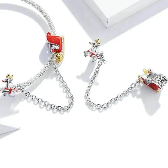 Santa Sleigh Safety Chain - santa-sleigh-safety-chain charm Pandora Jewelry fits bracelet affordable