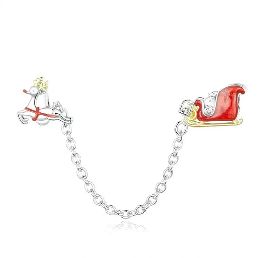 santa-sleigh-safety-chain fits Pandora bracelet affordable Jewelry charm