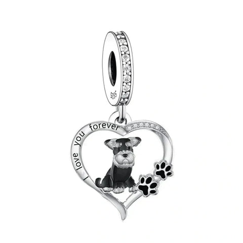 Schnauzer Heart Charm - jewlouli schnauzer heart pandora charm jewelry fits pandora bracelet