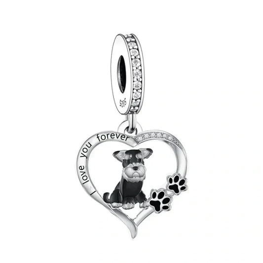 jewlouli schnauzer heart pandora charm jewelry fits pandora bracelet