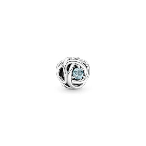 Sea Aqua Blue Eternity Circle Dangle Charm - March