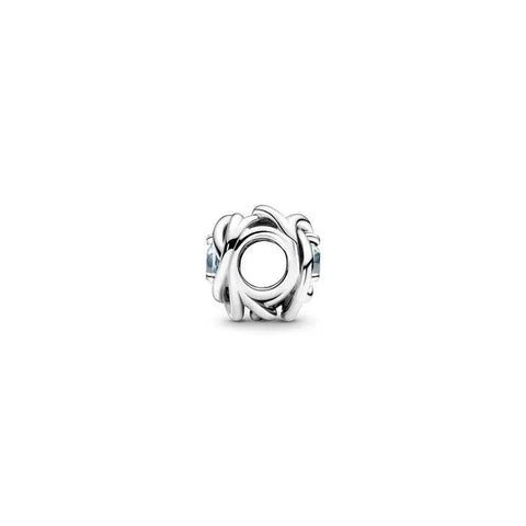Sea Aqua Blue Eternity Circle Dangle Charm - March - Sea Aqua Blue Eternity Circle Dangle Charm - March