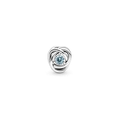 Sea Aqua Blue Eternity Circle Dangle Charm - March - Sea Aqua Blue Eternity Circle Dangle Charm - March