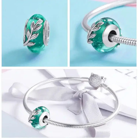 seaweed-murano-glass-bead Jewelry charm Pandora fits bracelet affordable