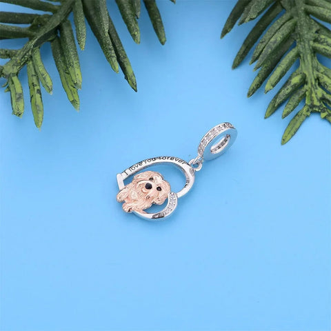 Shih Tzu Dog Silver heart Love Charm