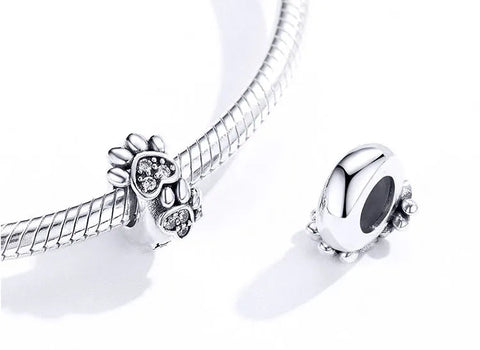 Crystal Paw Heart Charm