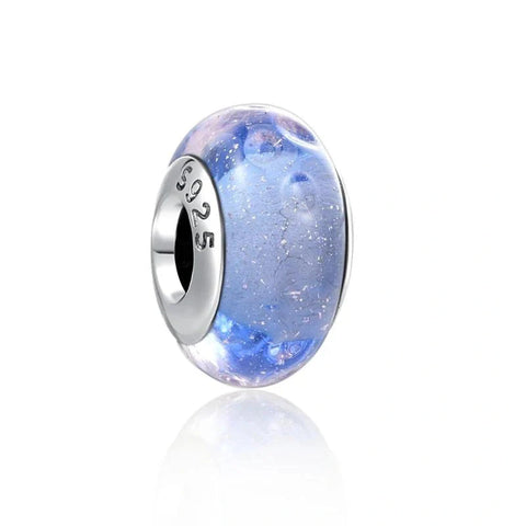 Shimmering Blue Glass Charm in Sterling Silver
