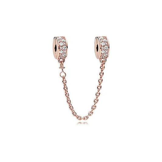 Shining Elegance Safety Chain Pandora Rose - Safety chain with shining elegance design in Pandora Rose for added security.