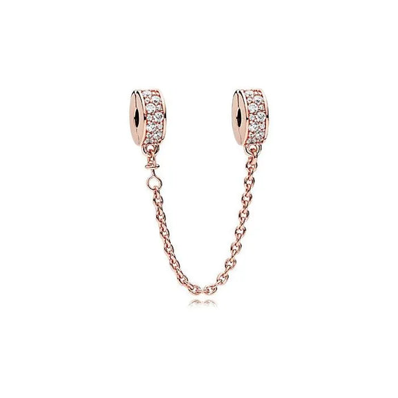 Shining Elegance Safety Chain - PANDORA Rose - Shining Elegance Safety Chain Pandora Rose - Safety chain with shining elegance design in Pandora Rose for added security.