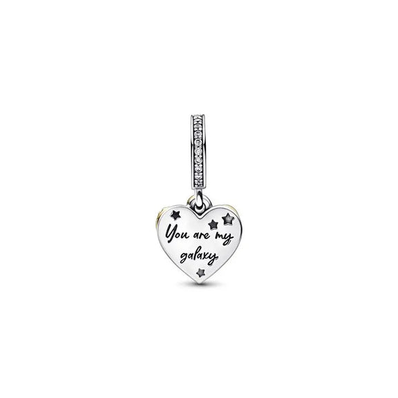 Shooting Star Hearts Double Dangle Charm - Pandora Shine - Sparkling herbarium cluster charm, a botanical-inspired piece perfect for adding elegance