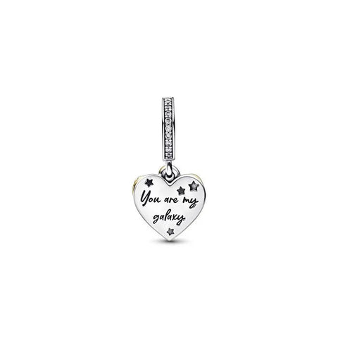Shooting Star Hearts Double Dangle Charm - Shooting Star Hearts Double Dangle Charm