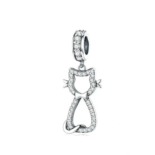 Silver Cat Silver Charm