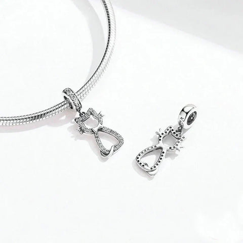 Silver Cat Silver Charm