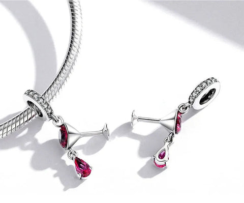 Ruby Cocktail Glass Charm