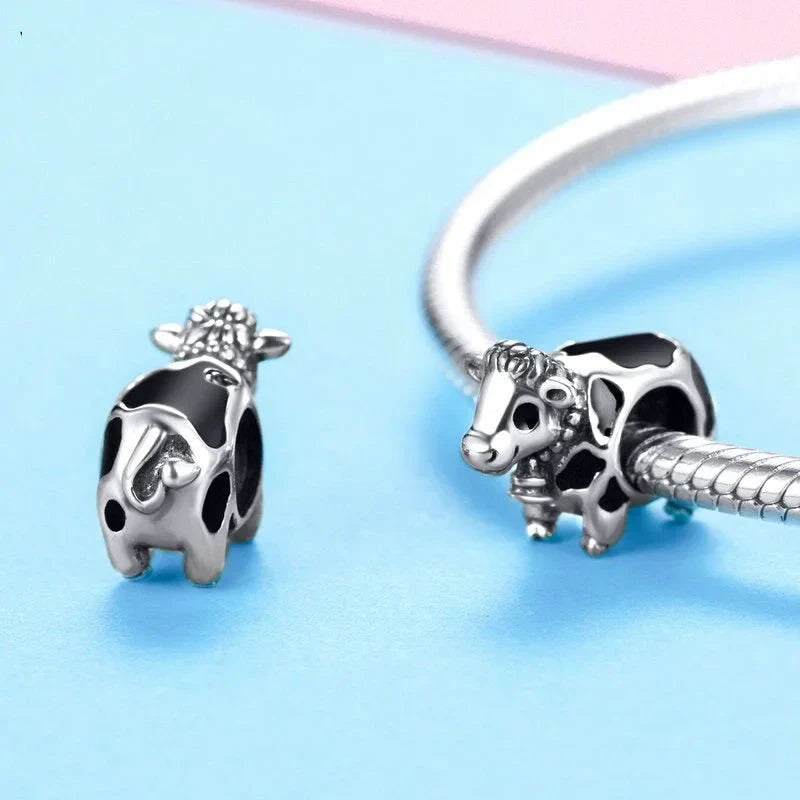 silver-cow-charm fits Pandora bracelet affordable charm Jewelry