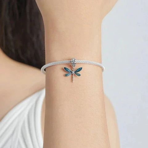 silver-dragonfly-charm fits Pandora bracelet affordable Jewelry charm