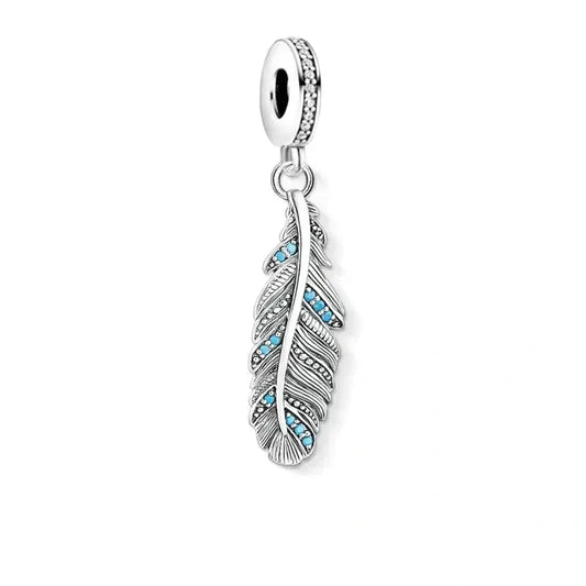 silver-feather-charm charm fits Pandora bracelet affordable Jewelry