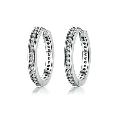 silver hoop earrings with cubic zirconia