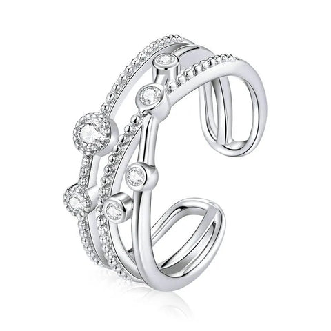 Sparkling Multi-Row Band Ring