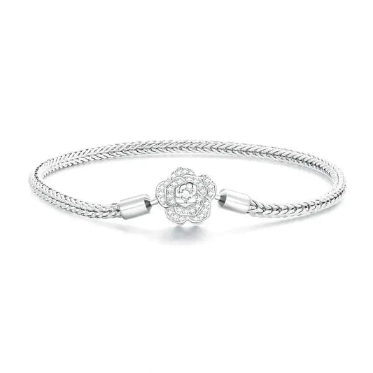 silver-rose-charm-bracelet charm affordable Pandora Jewelry fits bracelet