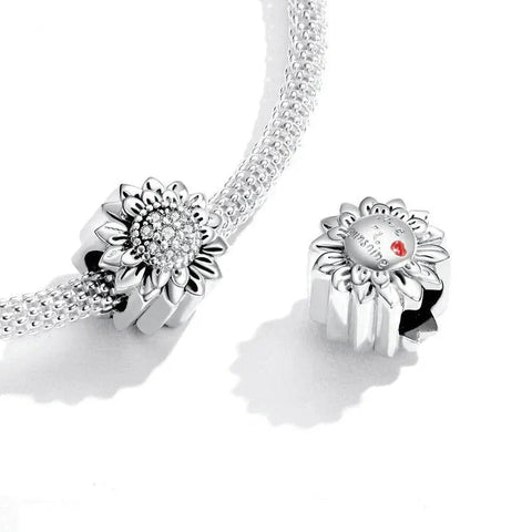 Silver Sunflower Charm