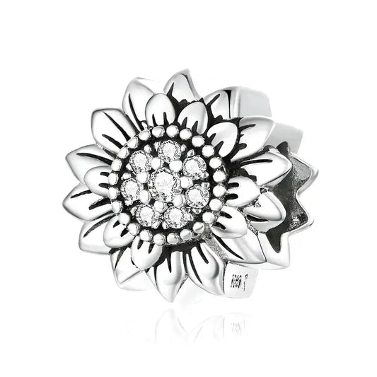 silver-sunflower charm Jewelry affordable Pandora fits bracelet