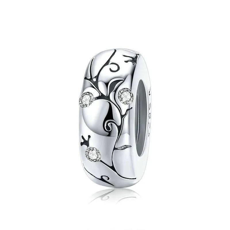 silver vine leaf charm bead