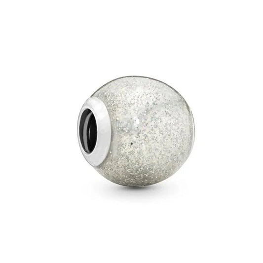 Sterling silver charm with clear enamel and silver glitter accents for a dazzling and elegant look.