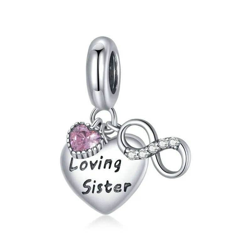 sister heart pendant charm