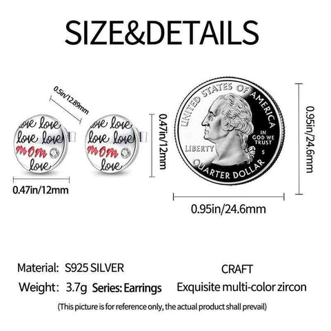 Sterling Silver 'Mom Love' Stud Earrings
