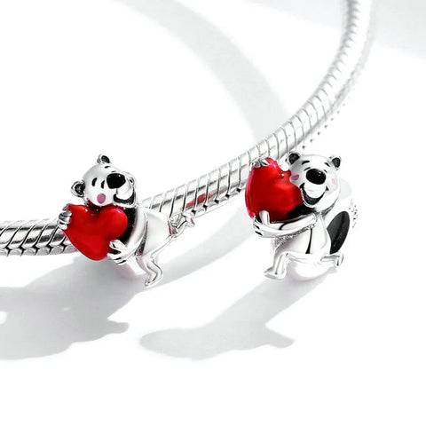 Smiling Bear Heart Charm