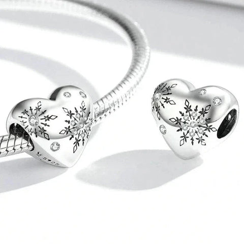 Snowflake Heart Charm - Snowflake Heart Charm