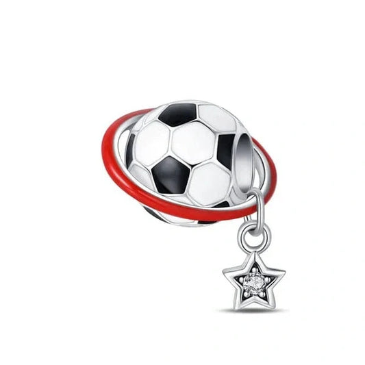 jewlouli soccer-ball-star-pandora-charm-jewelry fits pandora bracelet