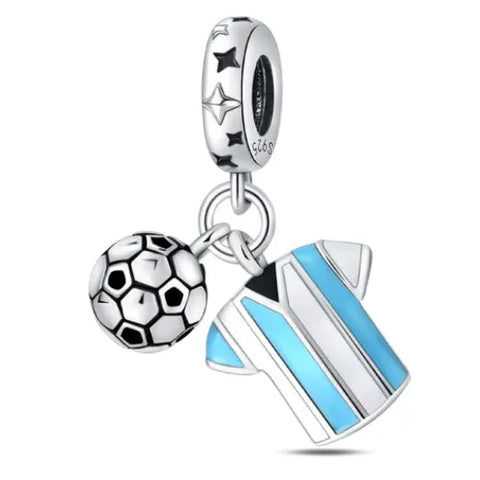 Soccer Blue Dangle Charm - Soccer Blue Dangle Charm