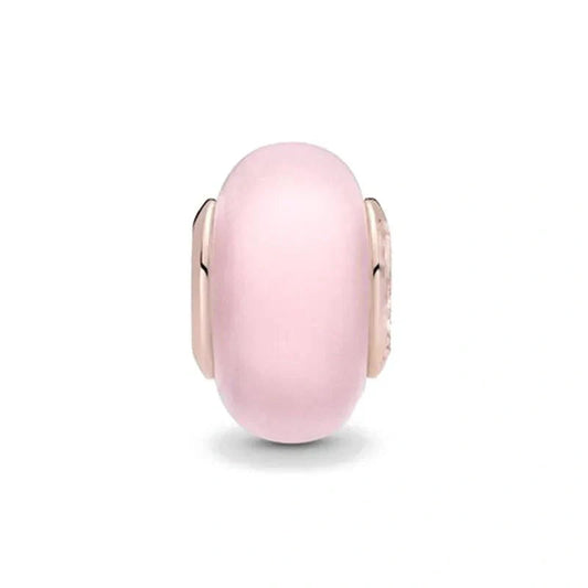 Soft Pink Enamel Charm with Rose Gold Accents
