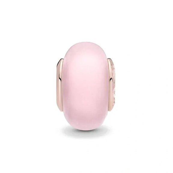 Soft Pink Enamel Charm with Rose Gold Accents - Soft pink enamel charm with rose gold-plated sterling silver accents for a feminine and elegant look.