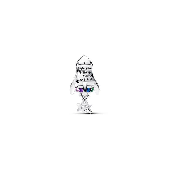 Space Love Rocket Charm - Space Love Rocket Charm - Fun space-themed charm with a rocket design, ideal for adding whimsy to bracelets.