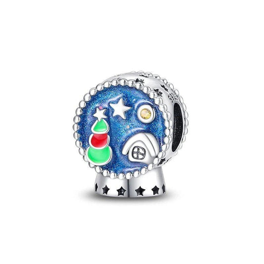 Sterling Silver Christmas Charm with Festive Night Scene